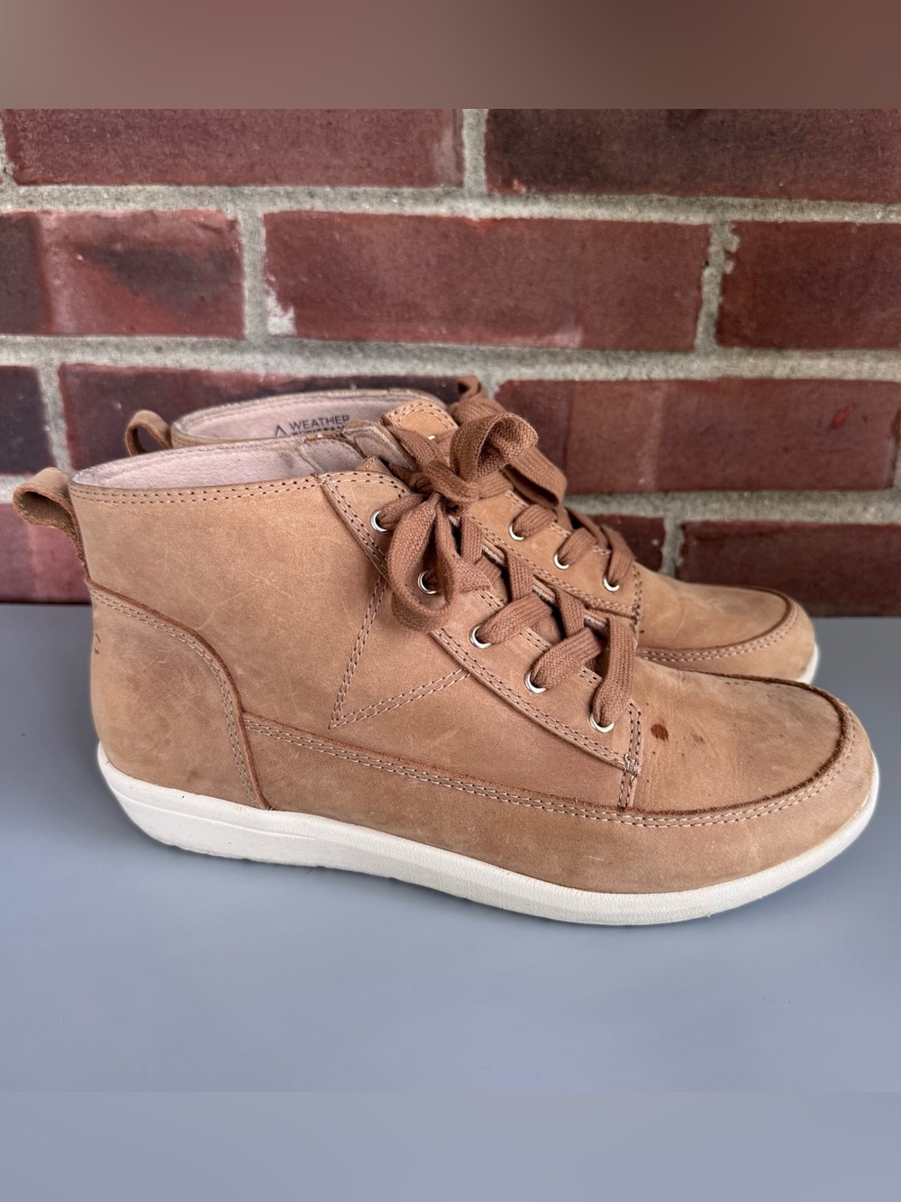 Vionic Shawna Women’s US 8 Tan Nubuck Leather Lace Up Ankle Boots Side Zip